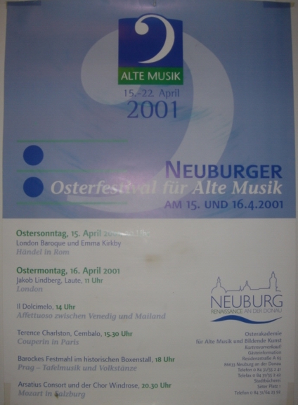 Neuburger Osterfestival fr alte Musik am 15. und 16.4.2001